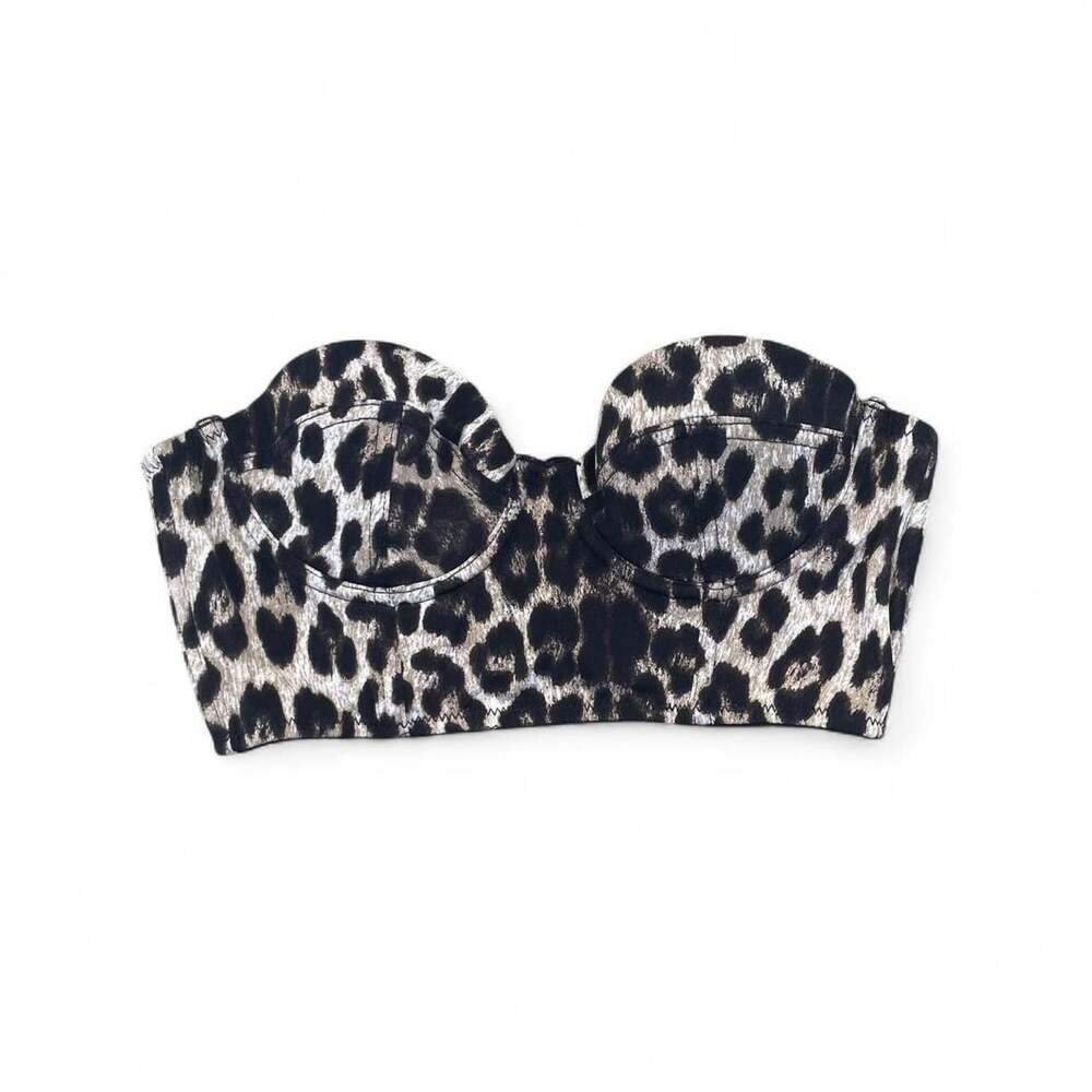 Vintage Y2K Cheetah Print Bustier Bra Top